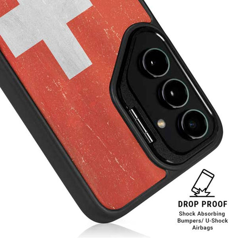 Switzerland Flag Distressed Galaxy S24 FE Kickstand Case